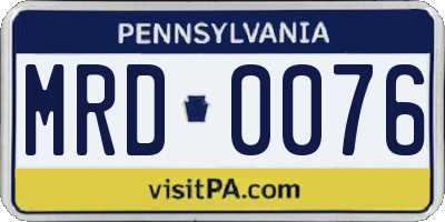 PA license plate MRD0076
