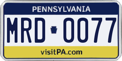 PA license plate MRD0077