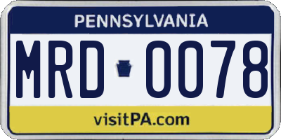 PA license plate MRD0078