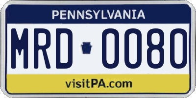 PA license plate MRD0080