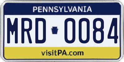 PA license plate MRD0084