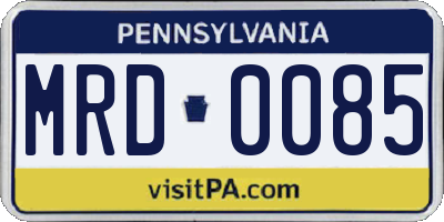 PA license plate MRD0085