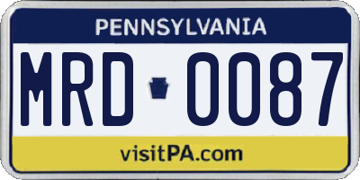 PA license plate MRD0087