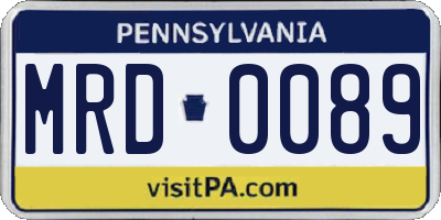 PA license plate MRD0089
