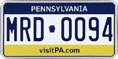 PA license plate MRD0094