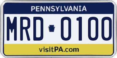 PA license plate MRD0100