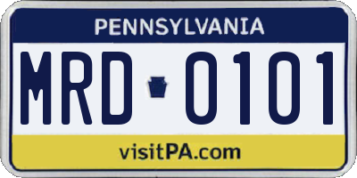 PA license plate MRD0101