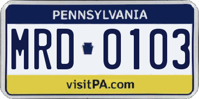 PA license plate MRD0103