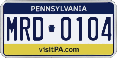 PA license plate MRD0104