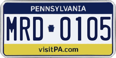 PA license plate MRD0105