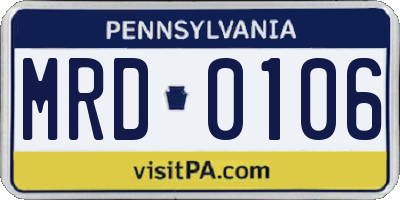 PA license plate MRD0106