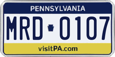 PA license plate MRD0107
