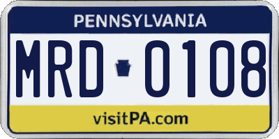 PA license plate MRD0108