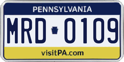 PA license plate MRD0109