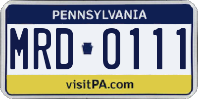 PA license plate MRD0111