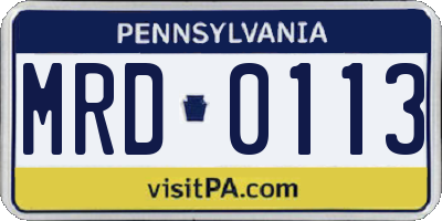 PA license plate MRD0113