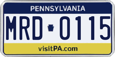 PA license plate MRD0115