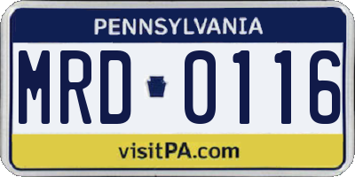PA license plate MRD0116