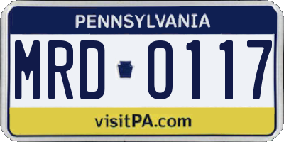 PA license plate MRD0117