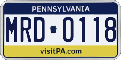 PA license plate MRD0118