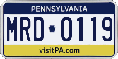 PA license plate MRD0119