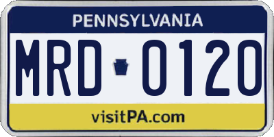 PA license plate MRD0120
