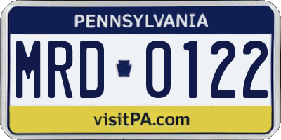 PA license plate MRD0122