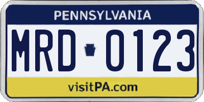 PA license plate MRD0123