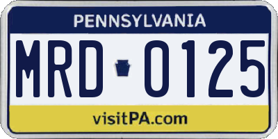 PA license plate MRD0125