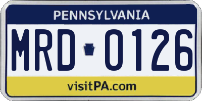 PA license plate MRD0126