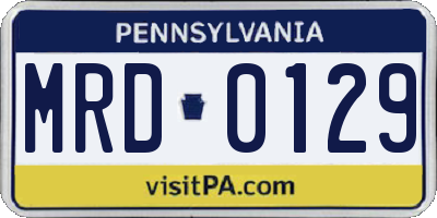 PA license plate MRD0129