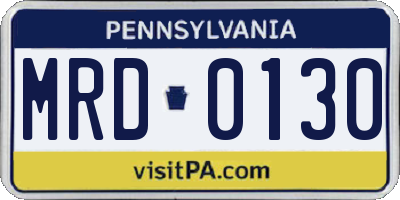 PA license plate MRD0130