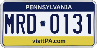 PA license plate MRD0131