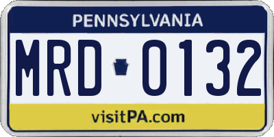PA license plate MRD0132
