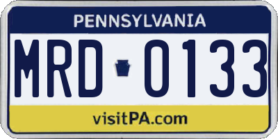 PA license plate MRD0133