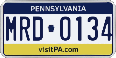 PA license plate MRD0134