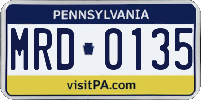 PA license plate MRD0135
