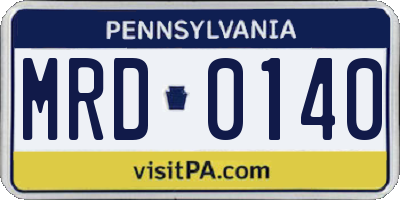 PA license plate MRD0140