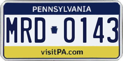 PA license plate MRD0143