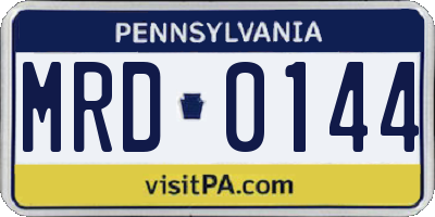 PA license plate MRD0144