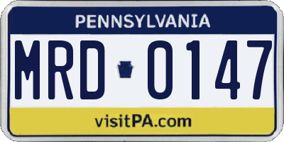 PA license plate MRD0147