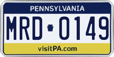 PA license plate MRD0149