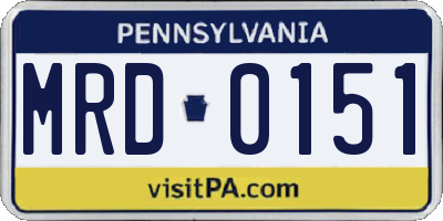 PA license plate MRD0151