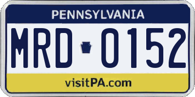 PA license plate MRD0152