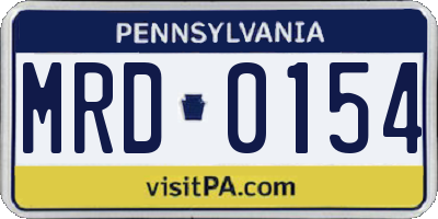 PA license plate MRD0154