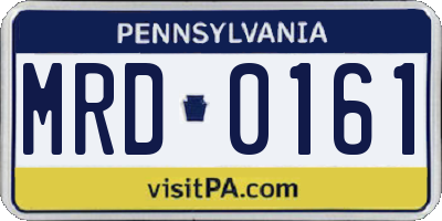 PA license plate MRD0161