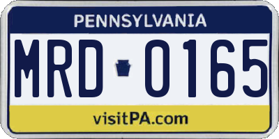 PA license plate MRD0165