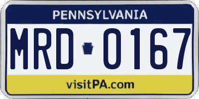 PA license plate MRD0167