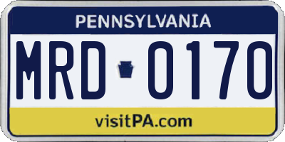 PA license plate MRD0170