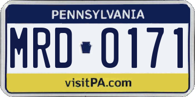 PA license plate MRD0171